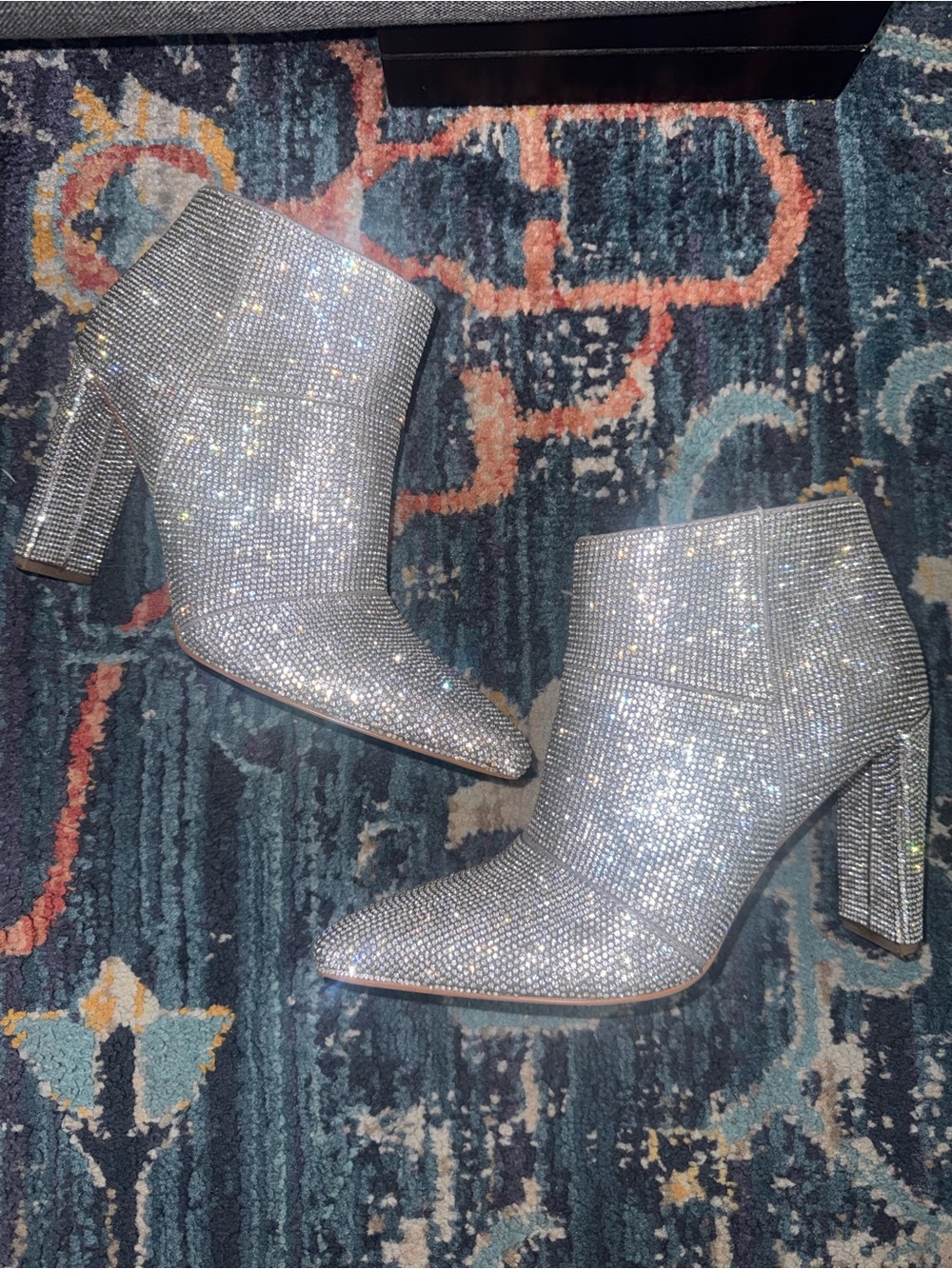 Steve Madden Silver Crystal Embellished Ankle Booties